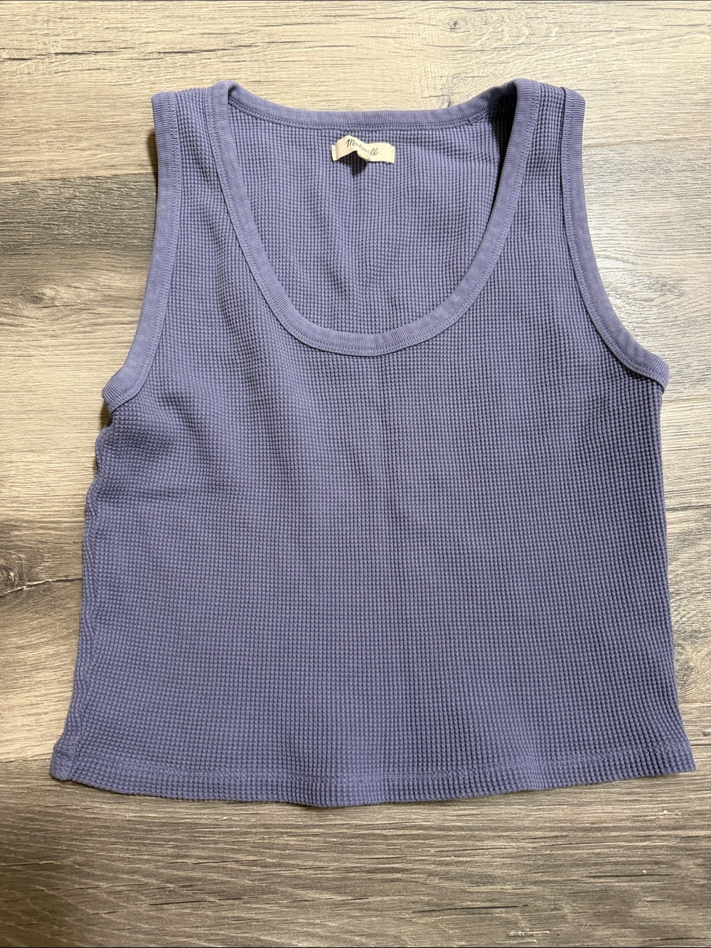 Madewell Purple and Tan Waffle Knit Scoop Neck Tank